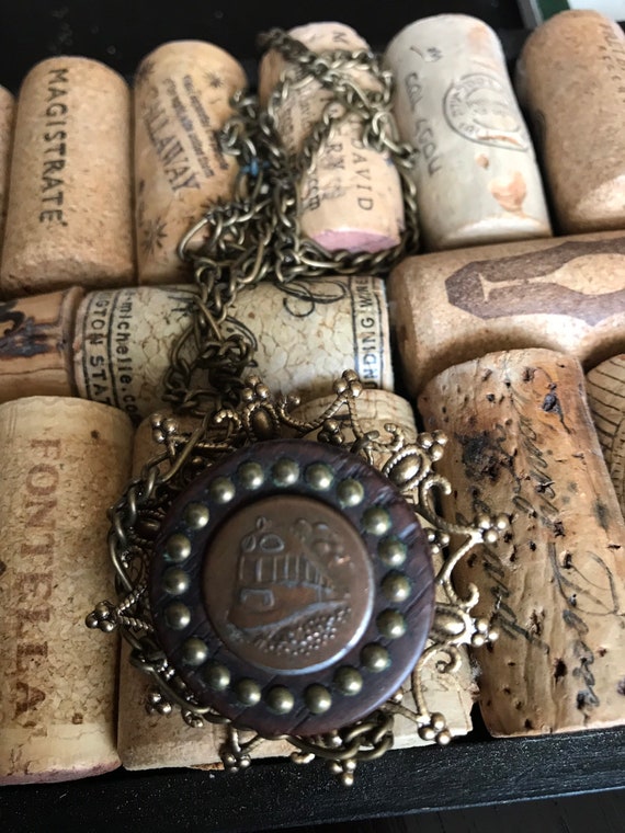 Vintage railroad brass button necklace assemblage - image 2