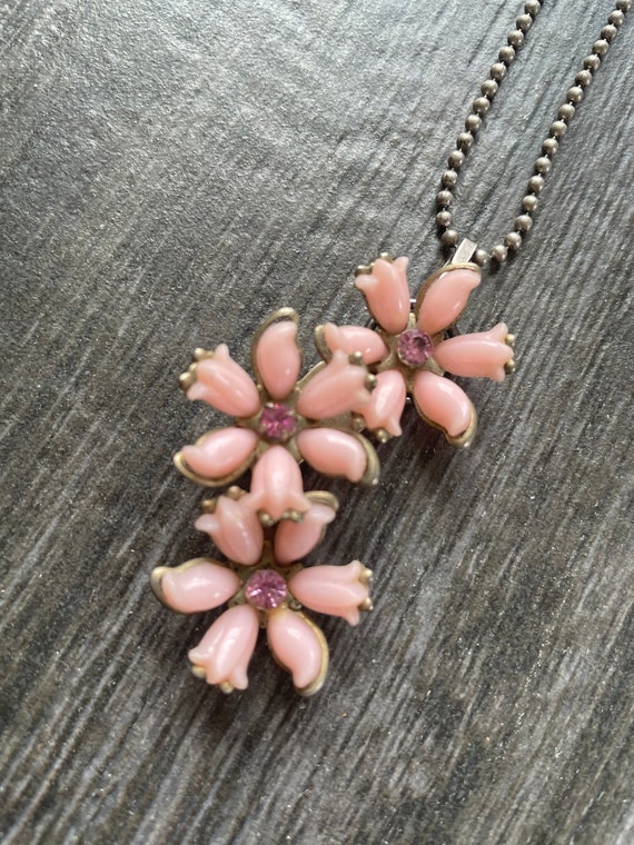 Vintage 1960’s pink earring made to a necklace. - image 1