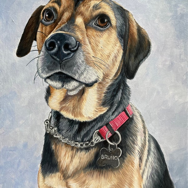 100% HANDPAINTED Pet Portrait Oil Painting on Canvas, Not Digital...FREE SHIPPING