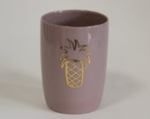 gold pineapple mug / gold pineapple cup / gold coffee mug / pencil holder / pineapple decor