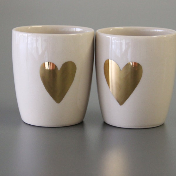 gold heart espresso cups / unique wedding gift / unique engagement gift