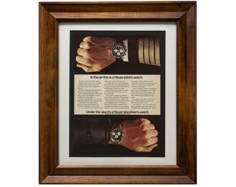 Vintage Framed Ad - 1966 Heuer Autavia 12 Watch Advertisement