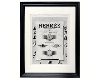 Vintage Framed Ad - 1937 Hermès & Mido Watches Advertisement