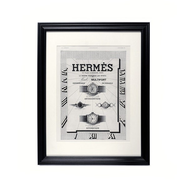 Vintage Framed Ad - 1937 Hermès & Mido Watches Advertisement