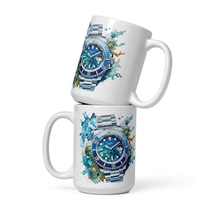 Watch Art Mug - Dive Watch Watercolor Graphic