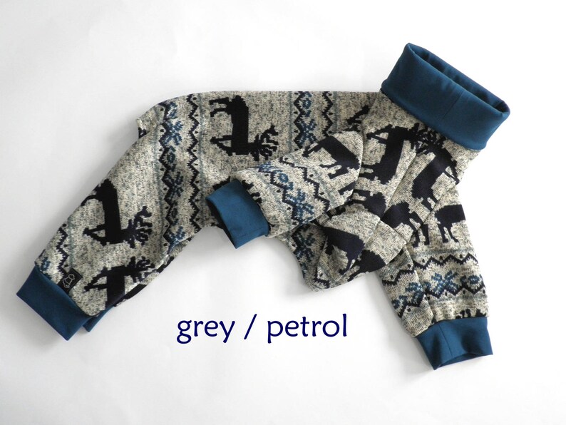 Italian Greyhound Fleece Pajamas Reindeer dog pajamas Snowflake dog pajamas Knitted Fleece Dog Pajamas IN STOCK