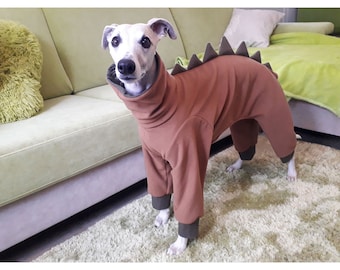 Whippet Dog Dinosaur Pajamas – Fleece and Cotton, Dino Onesie