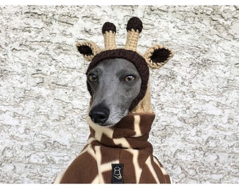 Giraffe Dog Hat, Giraffe Dog Snood, Knit Giraffe Dog Hat, Dog Hat, Hand Knit Dog Hat