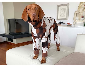 Vizsla Pajamas, Vizsla Fleece Pajamas, Large Dog Pajamas, Large Dog Outfit, Dog Cow Costume