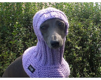 Italian Greyhound Snood with a Tassel, Greyhound Hat, Hand Knit Dog Hat, Dog Snood