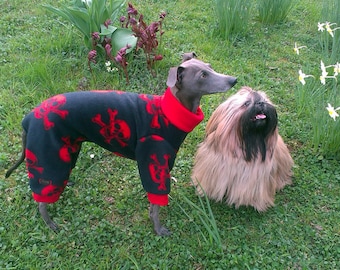 Italienischer Windhund Schlafanzug, Italienischer WindhundPullover, Totenkopf Muster Schlafanzug