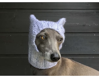 Gorro para perro galgo italiano con orejas – Mezcla de lana, tejido a mano Iggy Snood