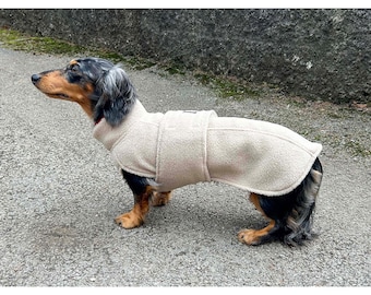 Dachshund Dog Coat – Polar Fleece, Unicolor Coat with Hook-and-Loop Fastening