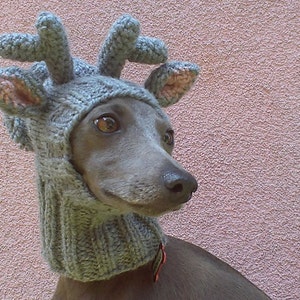 Rentier-Hundemütze mit Quaste, Weihnachts-Hundemütze, Rentier-Hundesnood, Hundemütze, gestrickte Hundemütze Bild 2