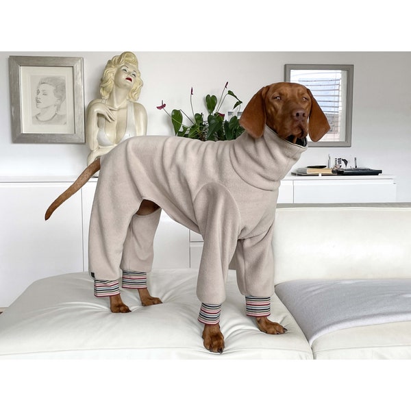 Vizsla Pyjamas, Vizsla Einfarbiger Pyjama, Vizsla Fleece-Pyjama, großer Hundepyjama, Winterhundekleidung, Winteroutfit für Hunde