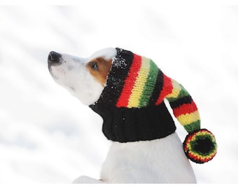 Hand-Knit Dog Hat – Wool Blend, Rasta Pet Beanie