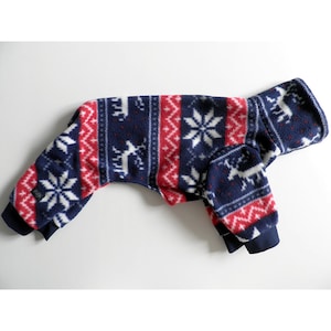 Pijama de galgo italiano, pijama de vellón de galgo italiano, pijama de perro reno, pijama de perro de Navidad, pijama de perro copo de nieve