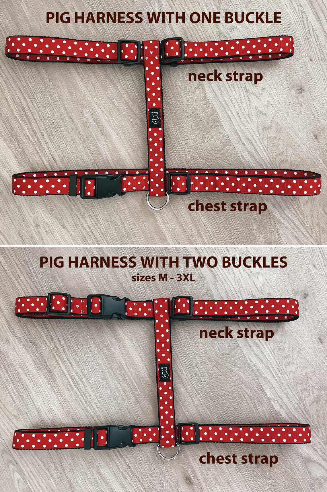 Mini Pig Harness / Adjustable Pig Harness / One Buckle or Two | Etsy