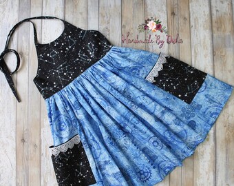 RTS size 6, Girls space  theme dress, midnight constellations dress