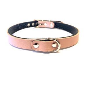 Discreet Pink Leather Day Collar for little submissive Tiny D Ring Lockable Buckle 24 7 slave sub choker 1/2&quot; custom sizing