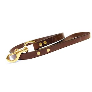 Leather Leash in Brown English Bridle Leather with Solid Brass Snap Clip | 2ft, 3ft, 4ft, 5ft length 10oz hide 3/4&quot;