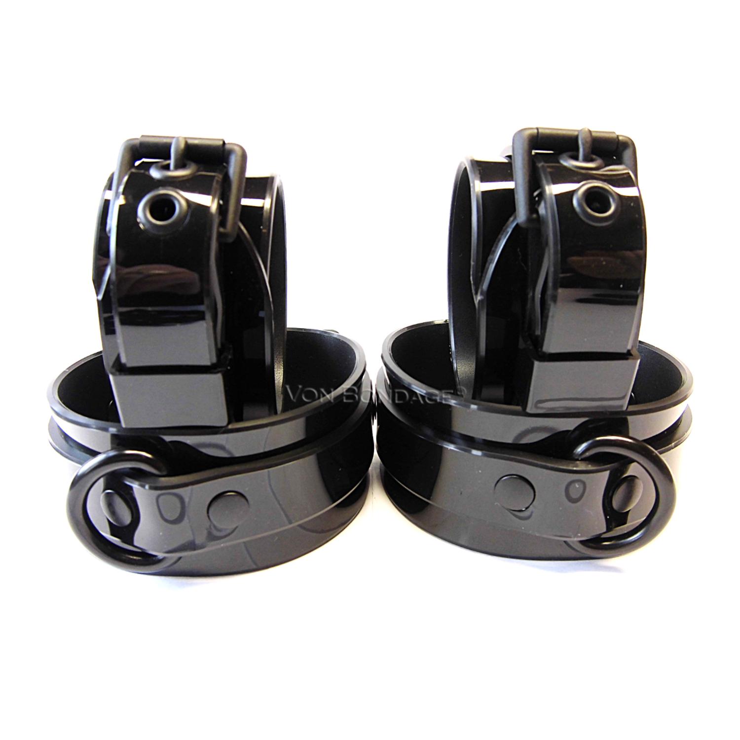 PVC BDSM Cuff Set W/bondage Straps, Vegan Non Leather, Wrist Ankle ...