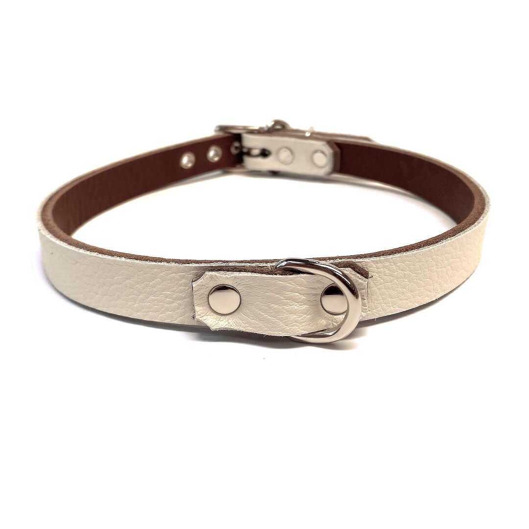 Simple White Leather Choker With D-ring for Submissive | Discreet BDSM ...
