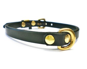 Leather Day Collar in Latigo with Solid Brass Dee Ring