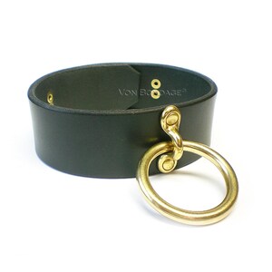 Collar for Bondage slave in Latigo Leather | sexy 1.5&quot; Choker with Solid Brass Ring for Leash | Lockable option, 1-1/2&quot;