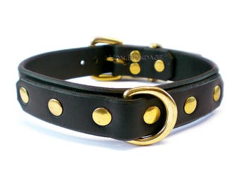 Leather Bondage Collar | Lockable Buckle with Brass D-Ring, Custom Fit