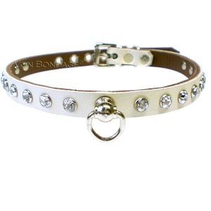Swarovski Crystal slave Choker in Napa Leather - Day Collar w/Rhinestones