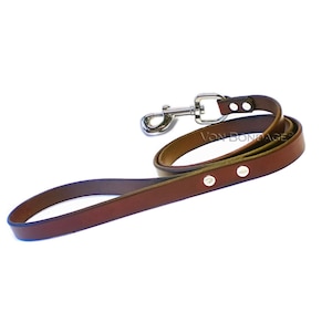 5ft Leash in Brown English Bridle Leather | Strong durable lead with Bolt Snap 3/4&quot;