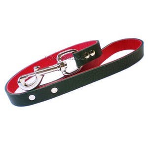 3ft leash lined in Red leather | Soft Black & Red Leash for Bondage Collar
