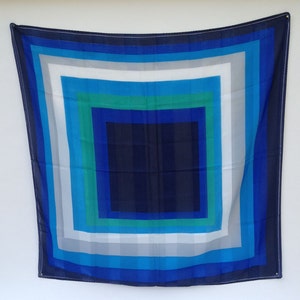 Gorgeous abstract modern blue vintage silk French scarf
