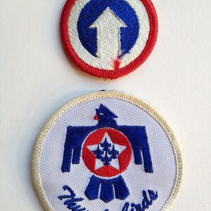 Two Cool Red White and Blue Military Badges