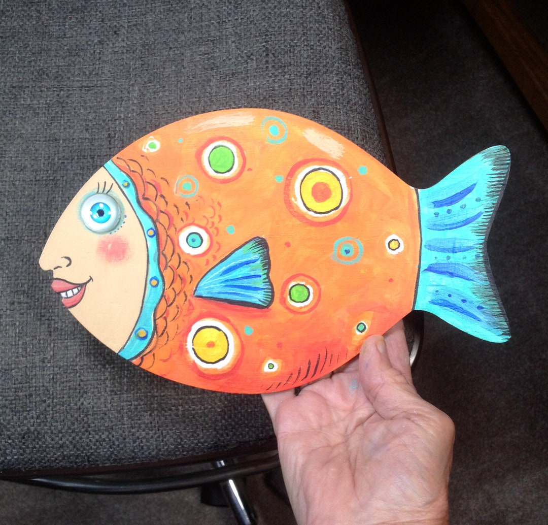 Nosey Fish Wall Plaque. Painted Wood With Glasslike Resin Etsy