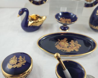 リモージュ　ミニチュア ヴィンテージ リモージュ フランス 磁器ミニチュア コバルト