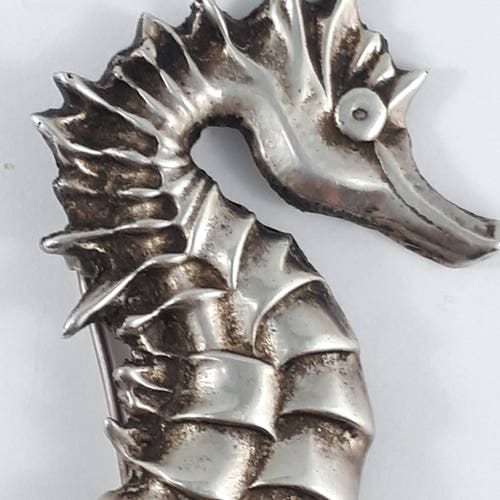 Vintage Silver Seahorse Large Sterling shops Silver Textured Seahorse Brooch