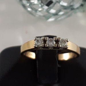 14Kt Diamond Trinity Ring Vintage 14Kt Gold Trinity Diamond Ring .15 Carat Total Weight Size 7.5 Gift for Her Christmas Gift for Mom