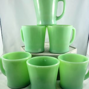 6 Jadeite Mugs Vintage Mid Century Set of 6 Jadeite Mugs by Fire King Anchor Hockings