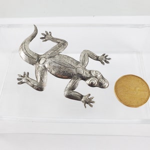 Komodo Dragon Pin Vintage Hand Crafted and Chased Large Sterling Silver Komodo Dragon Pin Unique Unisex Gift image 3