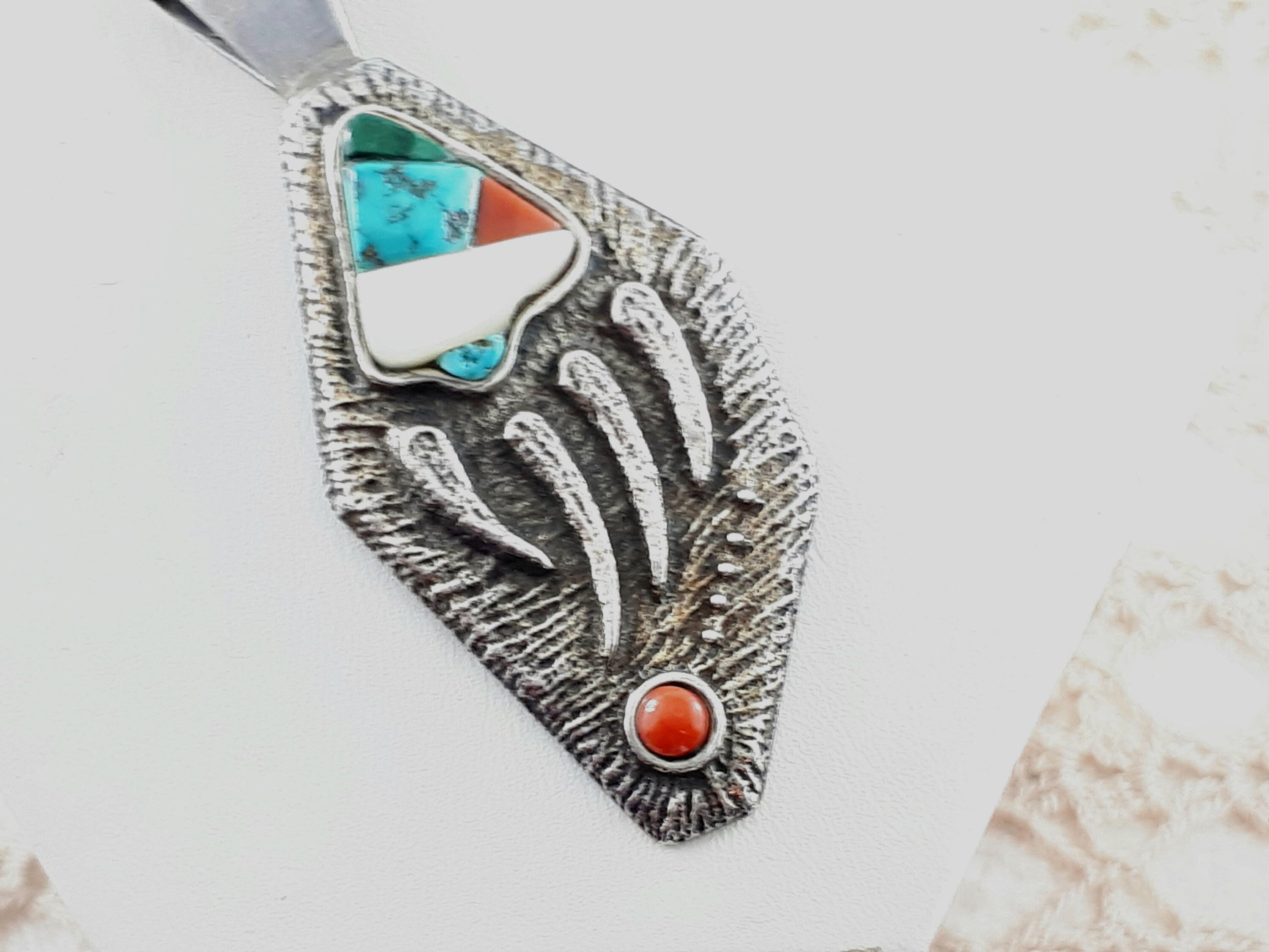 Vintage Signed Navajo Sterling Silver Bear Claw Design Pendant With ...