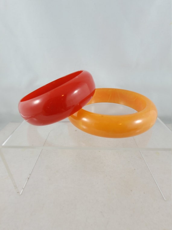 Two Bakelite Bangles Vintage Two Large  Bakelite … - image 1