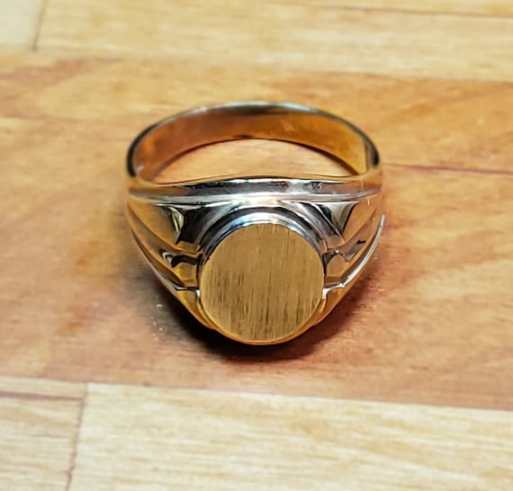 10K Solid Yellow Gold Mens Oval Plain Signet Ring 5 grams Father's Day Gift 
