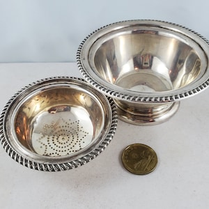 Silver Tea Strainer Vintage Two-Piece  International Sterling Tea Strainer and Footed Bowl Set Mother&#39;s Day Gift Father&#39;s Day Day Gift