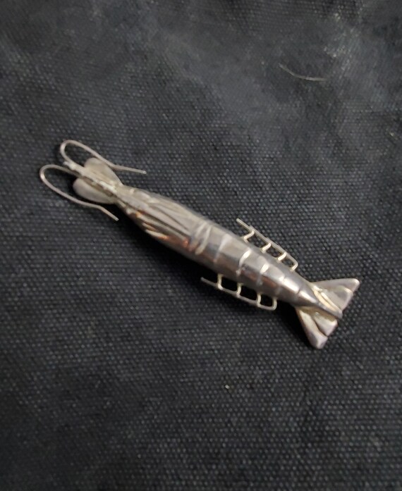 Broche Vintage En Argent - Crevette - Longueur 5 Cm - Occasion Très Bon état