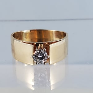 14Kt Diamond Solitaire Ring Vintage 14Kt Diamond Solitaire Ring Solitaire Engagement Ring 0.37 Ct VS2-H Size 8.5 Christmas Gift for Her