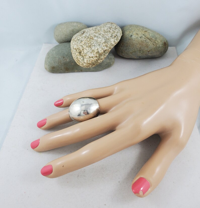 Silver Dome Ring Vintage Sterling Silver Chunky Dome Ring Size 6