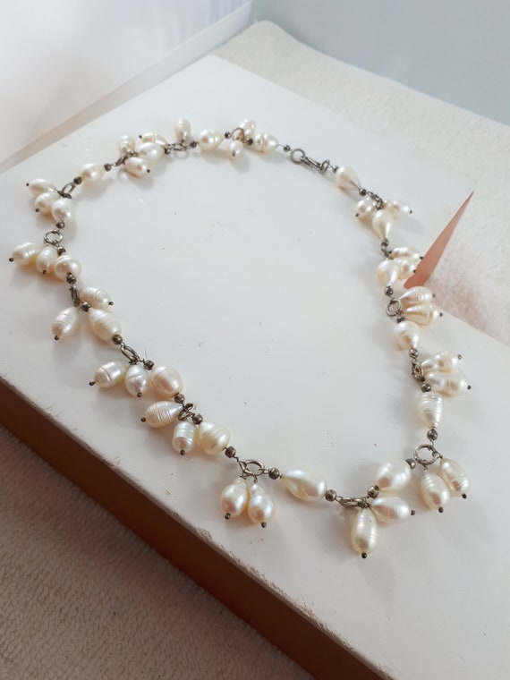 Collana In Argento 925 Con Perle D'Acqua Dolce E Zirconi – Ciondolo A Forma Di Bottone, 7 Mm, Regalo Per Donna, Mamma, Fidanzata, Matrimonio, Anniversario