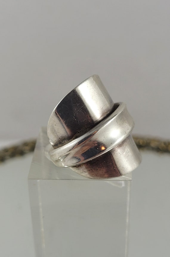 福袋 公式 Crafted Hand Vintage Sterling Size Ring Spoon Chunky Silver アクセサリー